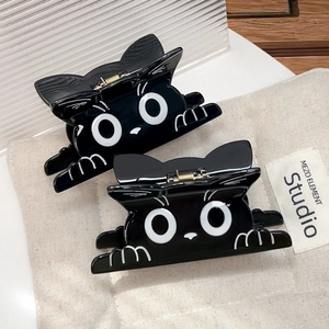 Süße Schwarze Katze Acetat Haarklammer Große Cartoon Tier Hai Clip Handgefertigte Tägliche Haarzubehör Kopfschmuck Damen Deko