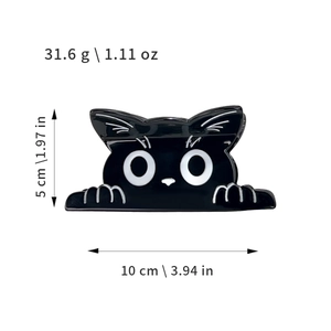 Niedliche schwarze Katzen-Haarklammer aus Acetat mit Maßen 10cm x 5cm und 31,6g Gewicht