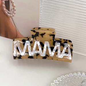 Pince à cheveux écaillée avec lettrage MAMA nacré pour accessoires de coiffure