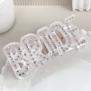 Pince à cheveux BRIDE blanc perle élégante avec strass brillants pour coiffure de mariée