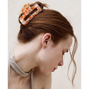 Pinza per capelli traslucida con stampa arancione per acconciature e capelli folti