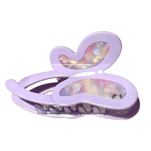 Elegant lavender acetate butterfly hair claw clip with iridescent pearl inlay finish