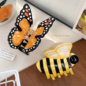 Pince à Cheveux Simulation Abeille Papillon PVC Laqué Forme d'Insecte Épingle à Cheveux pour Femmes Style Vacances Accessoires de Coiffure