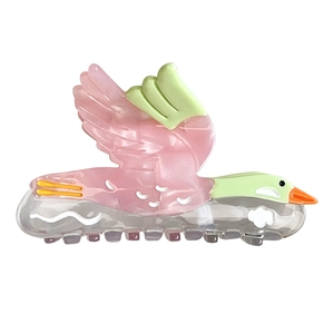 Pince à cheveux transparente en forme d'oiseau avec ailes colorées pour coiffure femme