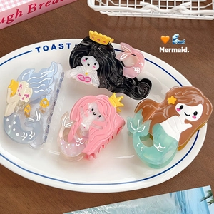 Cartoon Mermaid Acetate Hair Claw Clip For Women Sweet Ocean Theme Mermaid Shark Clip Hair Accessory Daily Hairpin