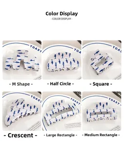 Détails de six pinces à cheveux blanches avec motifs de requins bleus et finition brillante