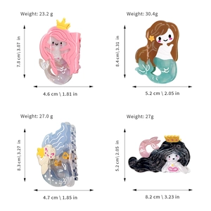 Cute mermaid-shaped acetate hair claw clips in four marble patterns for sweet styling