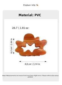 Detailed size specifications of the French cloud hair claw clip with clear measurements