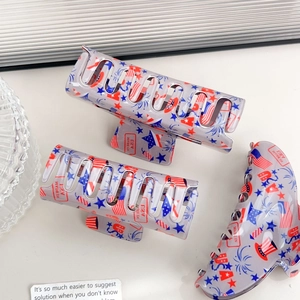 Star hair claw clip set in red white and blue USA theme for American Independence Day