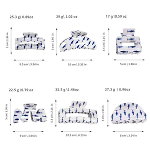 Lot de pinces à cheveux aux motifs de requins bleus et formes géométriques variées