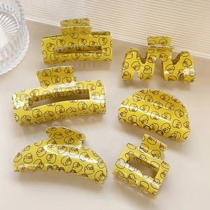 Cartoon Yellow Duck PVC Hair Claw Clip Handmade Cute Animal Pattern Hair Clips Sweet Shark Clip For Women Hair Accessories