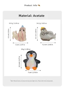 Detailed size and weight specs for acetate walrus, seal, and penguin hair claws