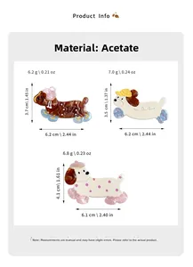 Detaillierte Größenangaben für Acetat Hunde Haarklammern in drei süßen Designs