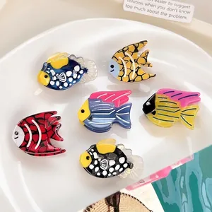 Cellulose Acetate Tropical Fish Shaped Small Hair Claw Clip Colorful Animal Pattern Hair Accessory For Women Girls Ocean Theme