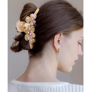 3D Acetat-Haarklammer mit Blumenmuster und Marmortextur für elegante Frisuren