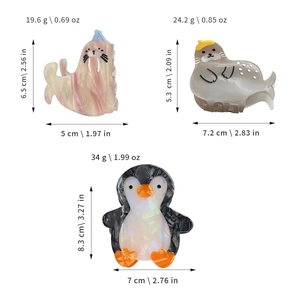 Cartoon ocean animal acetate hair claw clips with size and weight dimensions