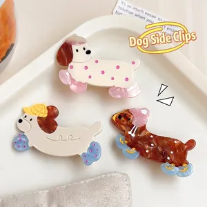 Cartoon Hund Haarspange Acetat Tierform Seitenclip Punkt Hund Mit Hut Für Mädchen Kinder Frauen Haarschmuck Geschenk