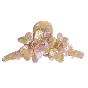 Pince à cheveux fleur en acétate marbré avec finition nacrée violette et verte élégante