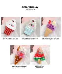 Cute acetate ice cream and fruit hair claw clips in strawberry and watermelon styles