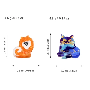 Süße Katzen-Haarspangen aus Acetat mit orangefarbenen und blauen Marmormustern