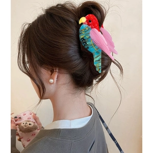 Colorful parrot-shaped acetic acid hair claw clip for elegant women hair styling