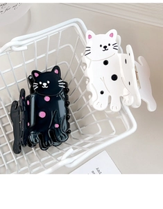 Détails de pinces à cheveux chat mignon avec motifs à pois noirs et blancs