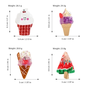 Creative acetate fruit and ice cream shark hair clips in four colorful styles