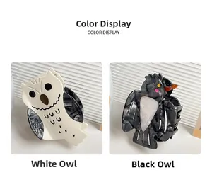 Detailed view of marble texture owl hair claws in classic black and white colors