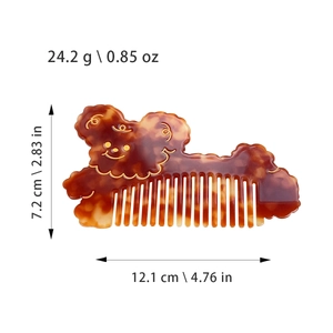 Cute bear shaped amber acetate hair comb with dimensions and weight specifications