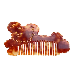 Cute cartoon poodle cellulose acetate hair comb with tortoiseshell pattern for women