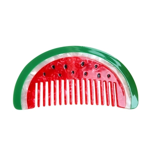 Creative watermelon-shaped acetate hair comb in vibrant red and green colors