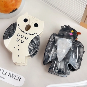 Cartoon Owl Acetate Hair Claw Clip Personalized Animal Shark Clip For Women Cute Marble Texture Hair Accessories