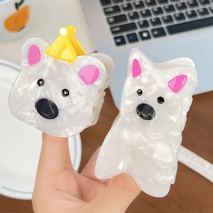 Süße Cartoon Hund Haarklammer Acetat Künstliche Perle Weiß Tier Hai Clip Für Damen Mädchen Süße Haarschmuck Täglich Tragen