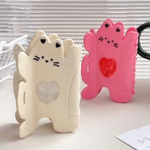 Süße Katzenform Acetat Haarkralle Clip Mit Herz Design Kawaii Tier Hai Clip Für Damen Täglich Haarschmuck