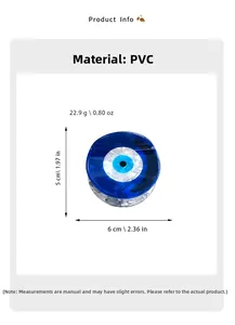 Détails techniques de la pince à cheveux Evil Eye en PVC avec mesures et poids précis