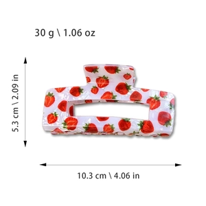 Molla per capelli a fiore con fragole, grande fermaglio da 10,3 cm per donne stile dolce