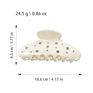 Elegant cream hair claw clip with sparkling rhinestones for stylish French updos