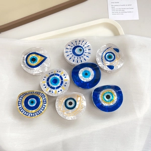 Pince à Cheveux Ronde Créative Mauvais Oeil PVC Nazar Oeil Bleu Personnalisée Fait à la Main Accessoires de Cheveux de Mode pour Femmes