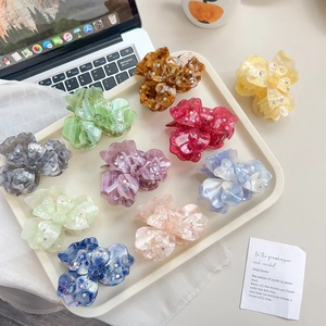 Pince à Cheveux Élégante en Acétate Forme de Fleur Avec Strass Scintillants Pince Crabe pour Femmes