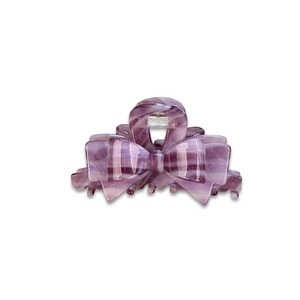 Elegant purple marble acetate bow hair claw clip with a glossy finish for women