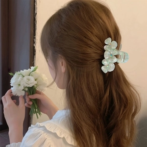 3D flower acetate hair claw clip with colorful rhinestones for women hair styling