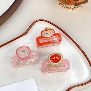 Sweet Fruit Series Hair Claw Clips For Women Cute Acrylic Resin Watermelon Apple Pitaya Style Hair Accessories For Girls
