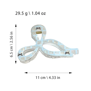 Pinza per capelli a quadretti blu con fiocchi, dimensioni 11cm di lunghezza e 6,5cm