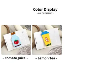 Detail of tomato juice and lemon tea shaped hair clips on white display card