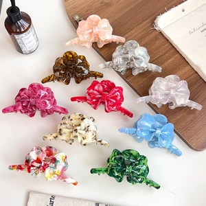 Grande Pinza per Capelli in Acetato con Fiocco Stile Coreano Texture Marmorea Clip a Squalo per Donna Eleganti Accessori per Capelli