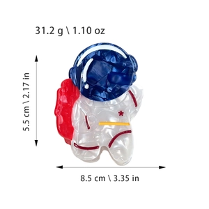 Cartoon astronaut acetate hair claw clip with measurements 8.5cm by 5.5cm for women
