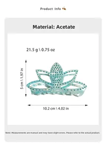 Détails des dimensions et du poids de 21,5g de cette pince à cheveux lotus en acétate