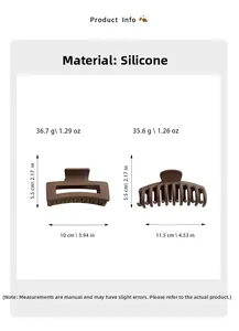 Dimensions détaillées des pinces à cheveux en silicone marron mat avec spécifications