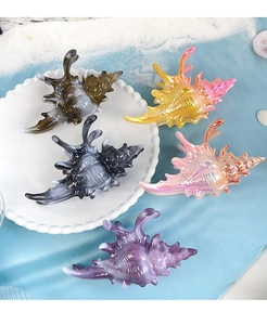 Ensemble détaillé de pinces à cheveux en résine colorée sur sable décoré plage