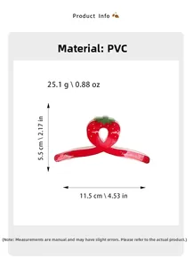 Tableau des tailles détaillé de la pince à cheveux fraise rouge en PVC